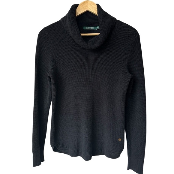 Ralph Lauren Black Cowlneck Long Sleeve Textured Sweater, Small - Picture 1 of 7